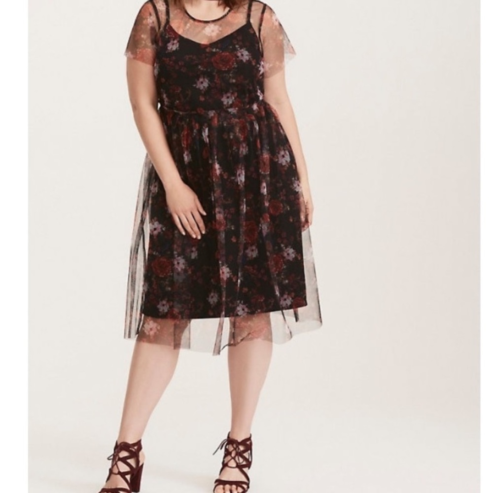 Torrid Sheer Floral Dress with Liner